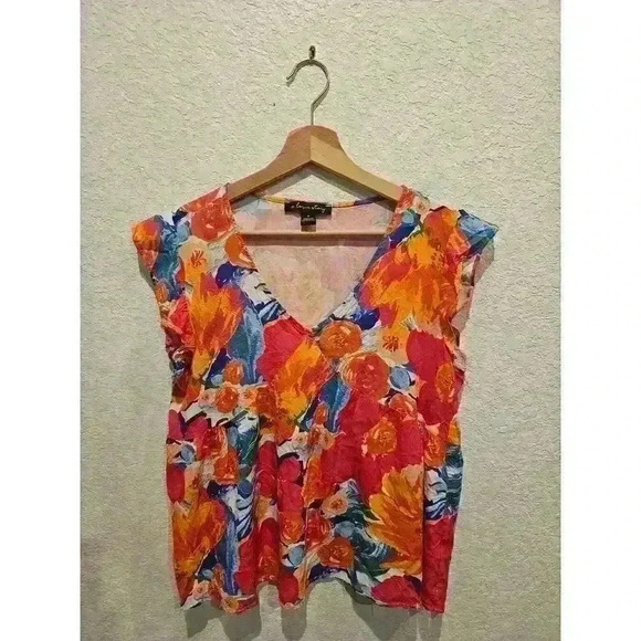 A love story colorful viscose blouse sz Medium - Picture 1 of 3